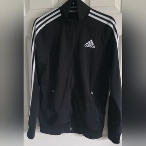 Adidas Black Track Jacket with White Stripes